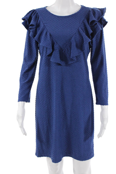 Lilly Pulitzer Women Dark Blue Shift Dress Long Sleeve Size S