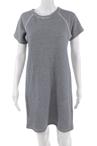 J Crew Womens Dark Blue Striped T-Shirt Dress Short Sleeve Size S
