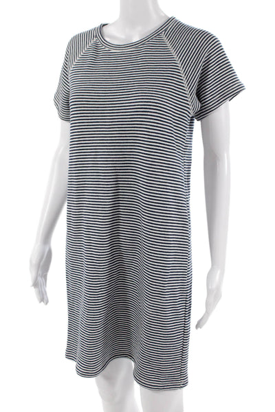 J Crew Womens Dark Blue Striped T-Shirt Dress Short Sleeve Size S