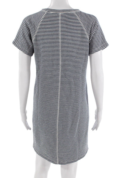 J Crew Womens Dark Blue Striped T-Shirt Dress Short Sleeve Size S