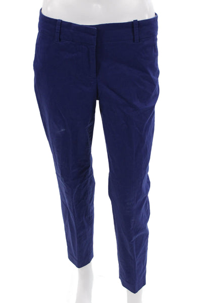 J Crew Women Capri Cropped Blue Pants Button Closure Size 2