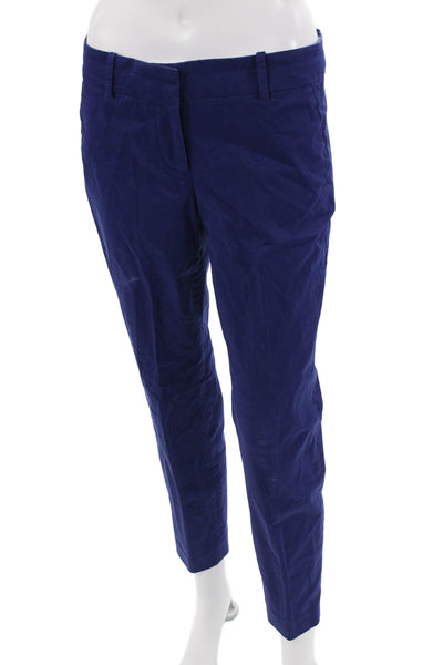J Crew Women Capri Cropped Blue Pants Button Closure Size 2