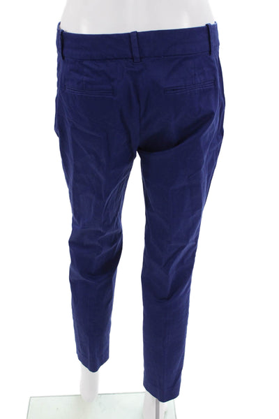 J Crew Women Capri Cropped Blue Pants Button Closure Size 2