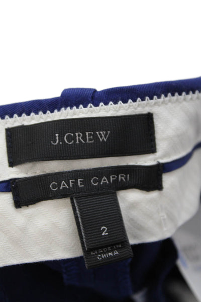 J Crew Women Capri Cropped Blue Pants Button Closure Size 2