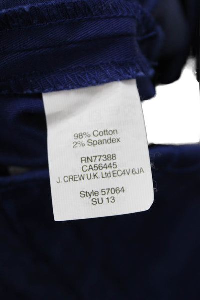 J Crew Women Capri Cropped Blue Pants Button Closure Size 2
