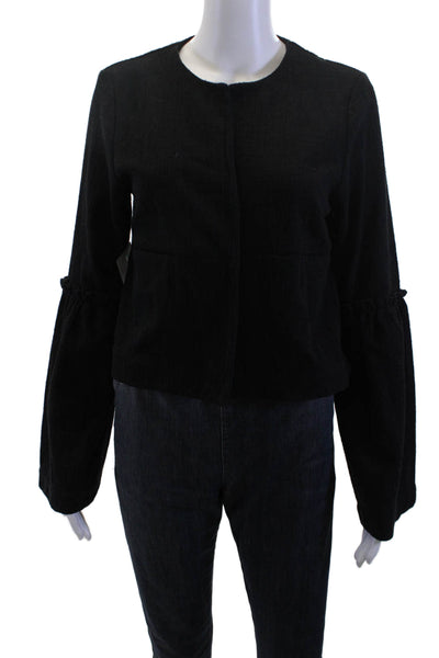 Cupcakes And Cashmere Women Black Long Sleeve Round Neck Jacket Classic Size S