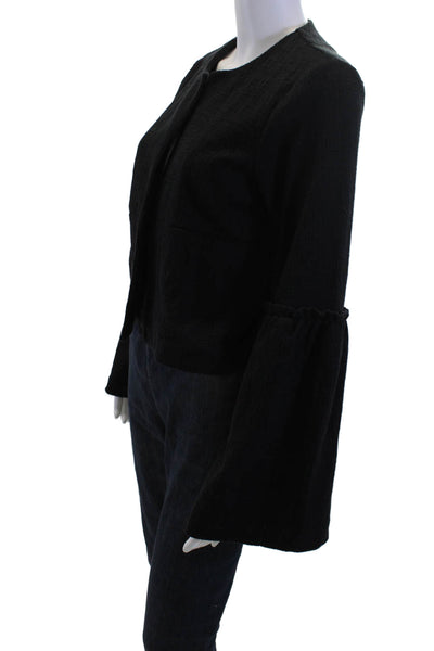 Cupcakes And Cashmere Women Black Long Sleeve Round Neck Jacket Classic Size S