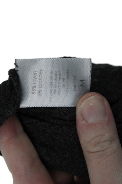 Susana Monaco Women Long Sleeve Basic T-Shirt Dark Gray Rayon/Spandex Size M