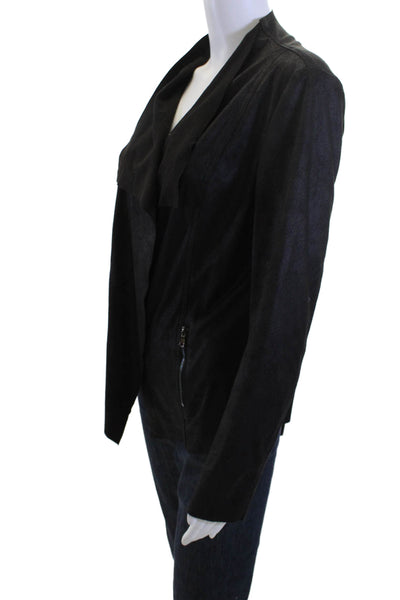 Elan Women Classic Black Drawstring Long Sleeve Jacket Size S