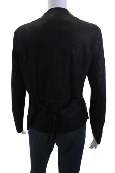 Elan Women Classic Black Drawstring Long Sleeve Jacket Size S