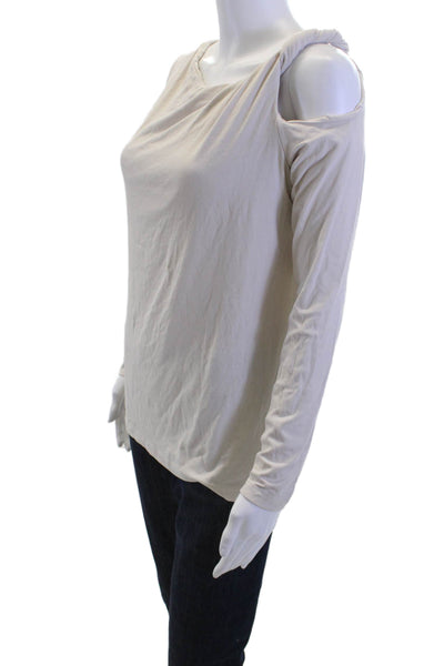 Susana Monaco Womens Beige Long Sleeve Top Nylon-Spandex Size S
