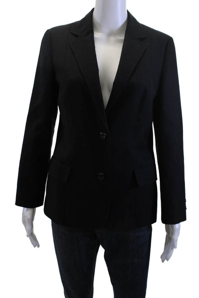 ABS Women Black Polyester Blazer Collared Long Sleeve Button Size M