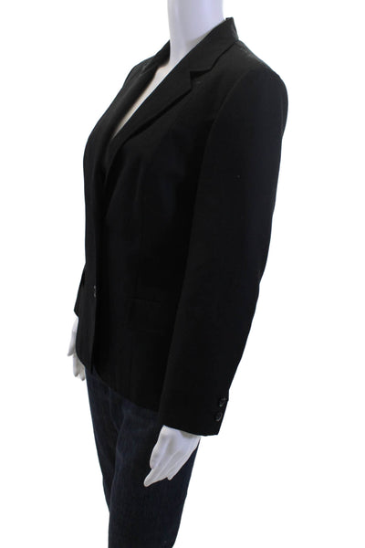 ABS Women Black Polyester Blazer Collared Long Sleeve Button Size M