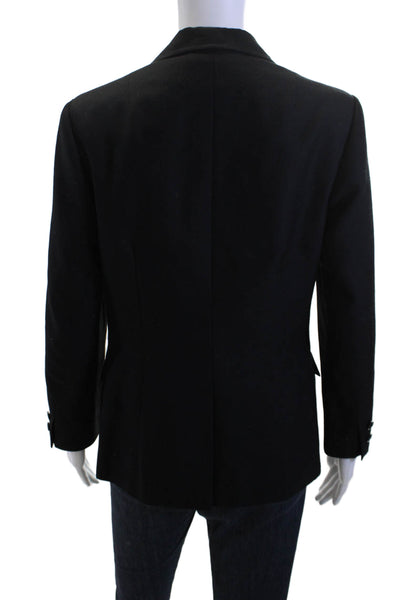 ABS Women Black Polyester Blazer Collared Long Sleeve Button Size M