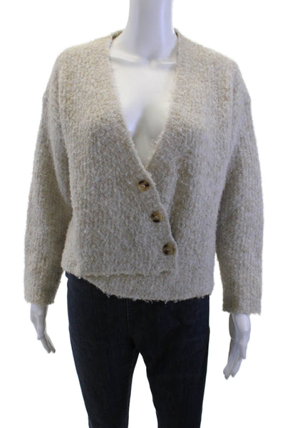 Molly Bracken Women Beige V-Neck Cardigan Button Long Sleeve Size S
