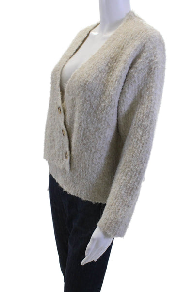 Molly Bracken Women Beige V-Neck Cardigan Button Long Sleeve Size S