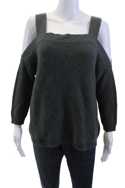 Tart Womens Pullover Sweater Dark Gray Square Neck 3/4 Sleeve Size M
