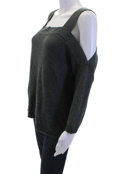 Tart Womens Pullover Sweater Dark Gray Square Neck 3/4 Sleeve Size M