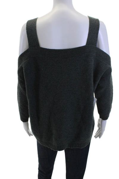 Tart Womens Pullover Sweater Dark Gray Square Neck 3/4 Sleeve Size M