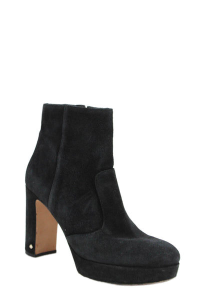 Kate Spade New York Womens Leather Zippered Heeled Ankle Boots Black Size 9