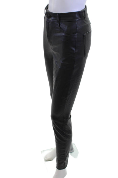 Zara Women Black Biker Jegging Pants Button Closure Size S