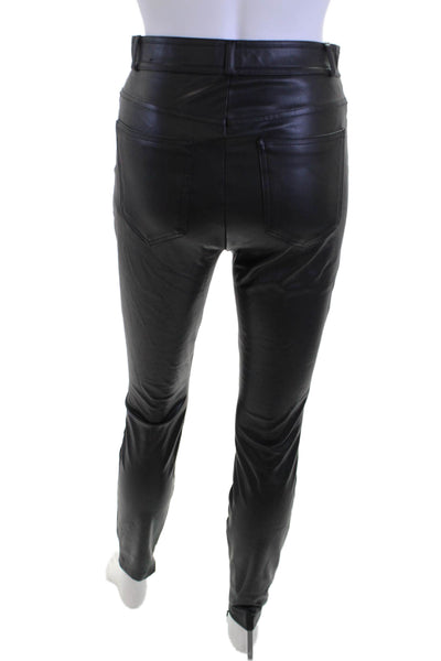 Zara Women Black Biker Jegging Pants Button Closure Size S