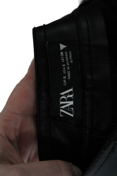 Zara Women Black Biker Jegging Pants Button Closure Size S
