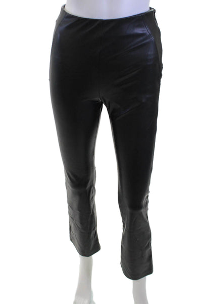 Zara Women Biker Cropped Pants Black Polyurethane Size XS