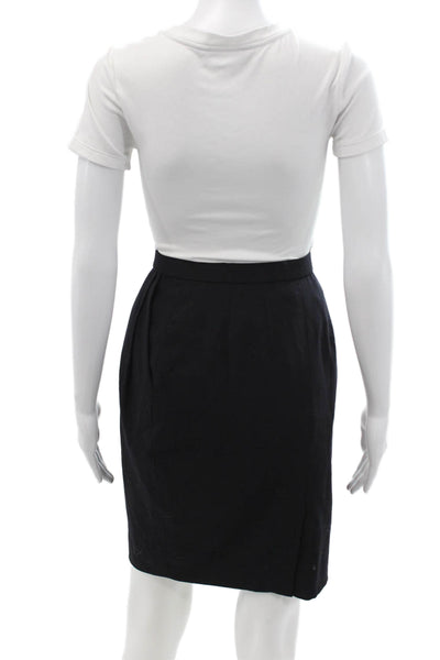 Donna Karan New York Women Pleated Pencil Mini Wool Skirt Black Size 4