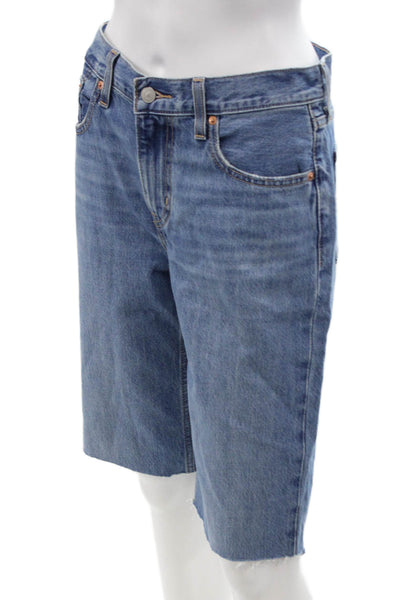 Levis Unisex Bermuda Shorts Blue 100% Cotton Button Closure Size 26