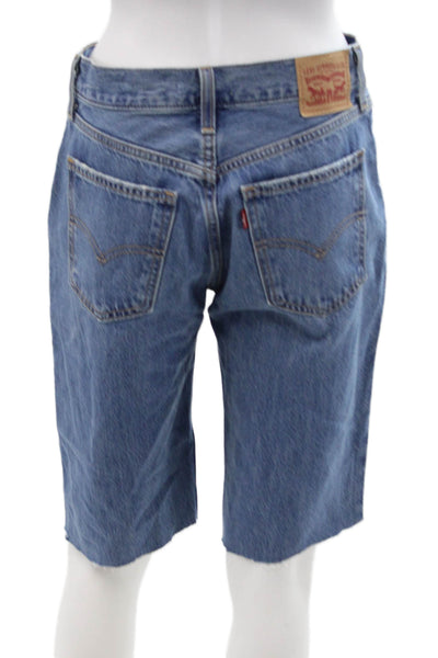Levis Unisex Bermuda Shorts Blue 100% Cotton Button Closure Size 26