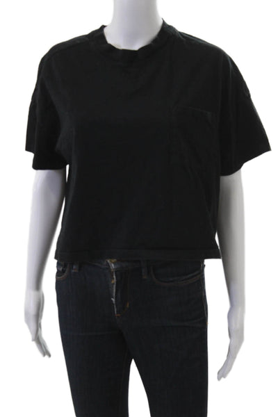Electric & Rose Womens Cropped Black T-Shirt Crew Neck Cotton Grunge Size XS