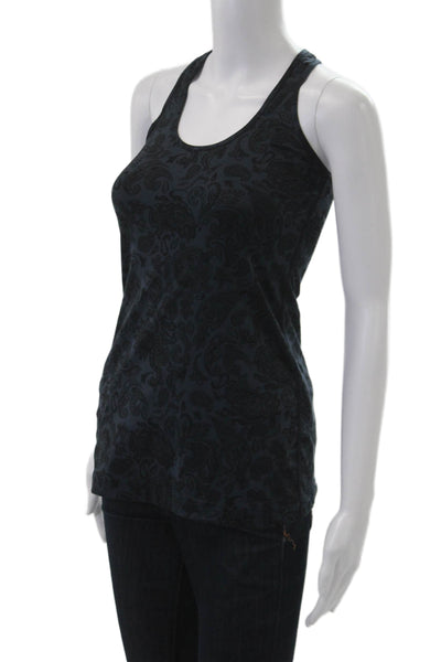 Lululemon Womens Black Paisley Nylon Round Neck Tank Sleeveless Size 6
