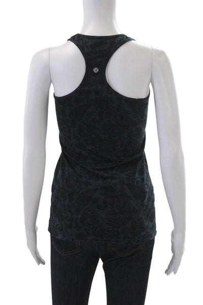 Lululemon Womens Black Paisley Nylon Round Neck Tank Sleeveless Size 6
