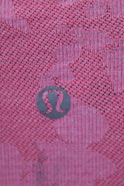 Lululemon Womens Pink Floral Crew Neck Basic T-Shirt Nylon Short Sleeve Size 6