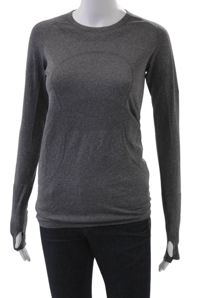 Lululemon Women Dark Gray Nylon Crew Neck Long Sleeve Top Size 6