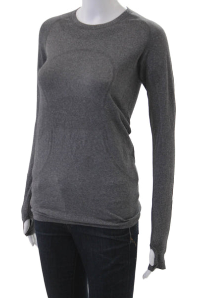 Lululemon Women Dark Gray Nylon Crew Neck Long Sleeve Top Size 6