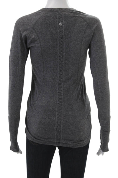 Lululemon Women Dark Gray Nylon Crew Neck Long Sleeve Top Size 6
