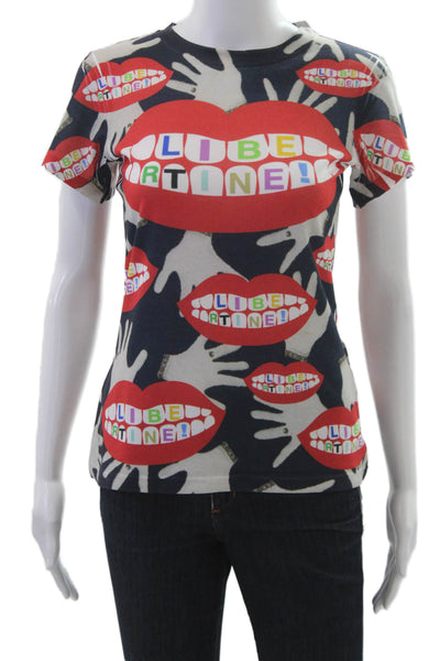 Libertine Womens Black Jersey Graphic T-Shirt Art Crew Neck Short Sleeve Size S