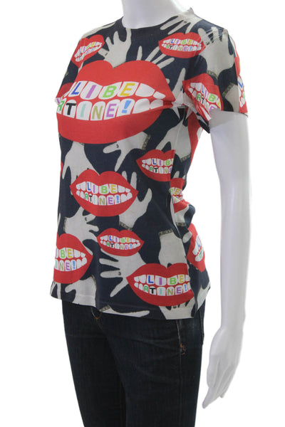 Libertine Womens Black Jersey Graphic T-Shirt Art Crew Neck Short Sleeve Size S