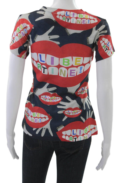 Libertine Womens Black Jersey Graphic T-Shirt Art Crew Neck Short Sleeve Size S