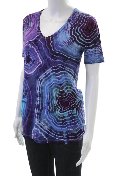 T Alexander Wang Womens Blue V-Neck Jersey T-Shirt Short Sleeve Size XS