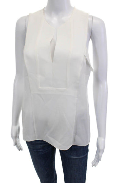 BCBG Max Azria Women White Sleeveless Basic Blouse Size XS