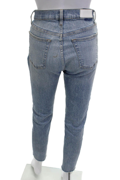 Re/Done Women Blue Cropped Mom High Rise Jeans Size 27