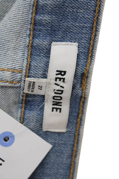 Re/Done Women Blue Cropped Mom High Rise Jeans Size 27