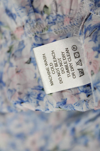 Designer Women Fit & Flare Sundress Blue Floral V-Neck Sleeveless Tie Size S