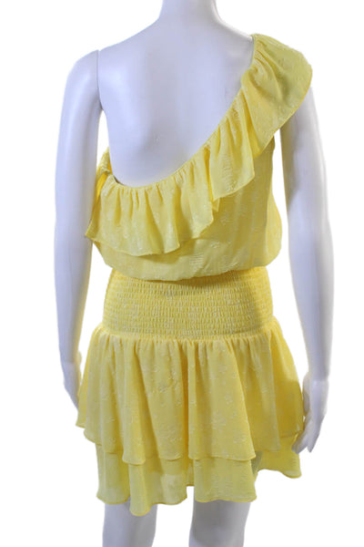 Designer Womens Yellow Floral Blouson Romper Sleeveless Size M