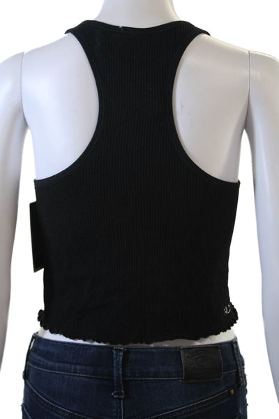 Nux Women Cropped Square Neck Tank Sleeveless Black Size S