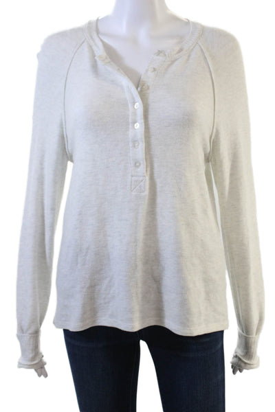 ALALA Women Basic Button-Up Long Sleeve White Sweater Size S