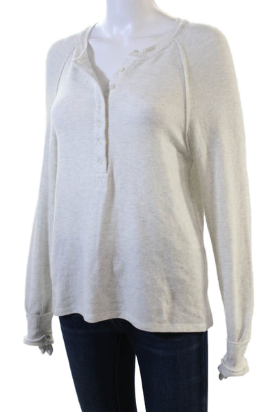 ALALA Women Basic Button-Up Long Sleeve White Sweater Size S